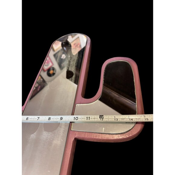 Vintage 90s Cactus Shaped 24.5” T Mirror wooden pink Read by Jaime Rice - Picture 4 of 10